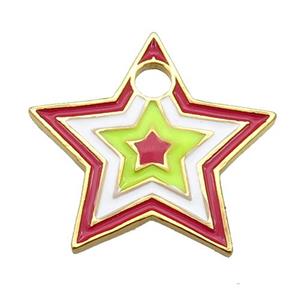 copper Star pendant with multicolor enamel, gold plated, approx 25mm [FN26797]