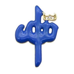 copper Charm pendant with blue enamel, gold plated, approx 18-27mm [FN26802]