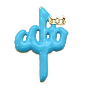 copper Charm pendant with teal enamel, gold plated, approx 18-27mm [FN26804]