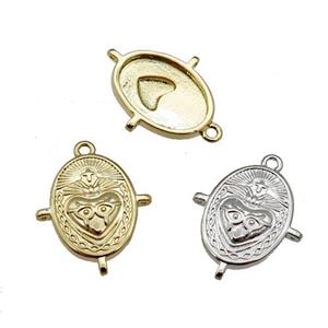 copper oval pendant, cross, mixed, approx 14-16mm [FN26809]