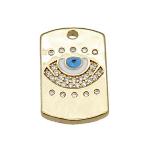 copper rectangle paved zircon with white enamel eye, gold plated, approx 12-20mm [FN26810]