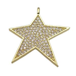 copper Star pendant paved zircon, gold plated, approx 28-30mm [FN26819]