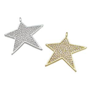 copper Star pendant paved zircon, mixed, approx 28-30mm [FN26820]