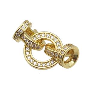 copper Clasp paved zircon, gold plated, approx 13mm [FN26827]