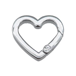 copper Carabiner Clasp, heart, platinum plated, approx 25mm [FN26830-L]
