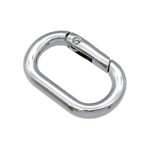 copper Carabiner Clasp, oval, platinum plated, approx 20-30mm [FN26832]
