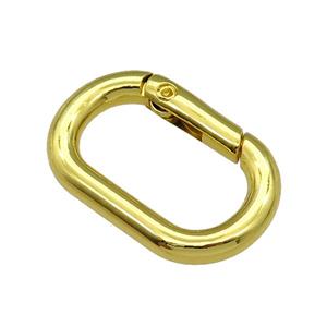 copper Carabiner Clasp, oval, gold plated, approx 20-30mm [FN26833]