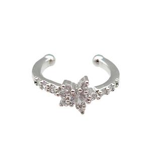 copper Clip Earring paved zircon, platinum plated, approx 12mm [FN26834]