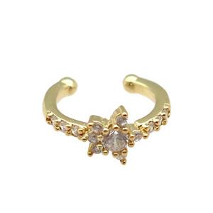 copper Clip Earring paved zircon, gold plated, approx 12mm [FN26835]