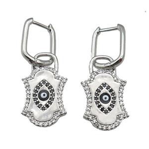 copper Latchback Earring with enamel paved zircon, platinum plated, approx 14-23mm, 12-16mm [FN26840]