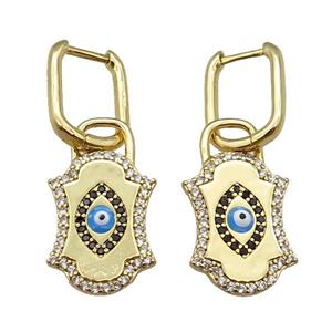 copper Latchback Earring with enamel paved zircon, gold plated, approx 14-23mm, 12-16mm [FN26843]
