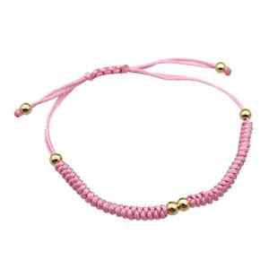 pink nylon braclet, adjustable, approx 20-24cm length [FN26879]