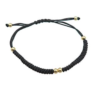 black nylon braclet, adjustable, approx 20-24cm length [FN26882]