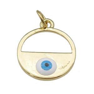 copper circle with white enamel Evil Eye, gold plated, approx 15mm dia [FN26931]