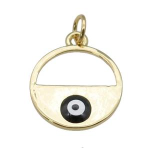 copper circle with black enamel Evil Eye, gold plated, approx 15mm dia [FN26932]