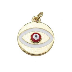 copper Evil Eye pendant with red enamel, gold plated, approx 15mm dia [FN26938]