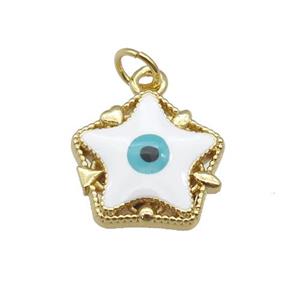 copper Star pendant with white enamel, evil eye, gold plated, approx 14mm [FN26947]