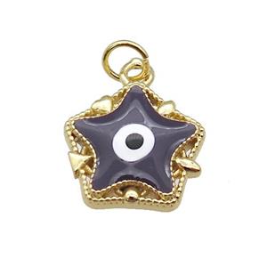 copper Star pendant with darkpurple enamel, evil eye, gold plated, approx 14mm [FN26948]