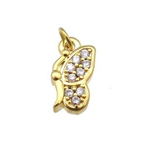 copper butterfly pendant paved zircon, gold plated, approx 6-12mm [FN26978]