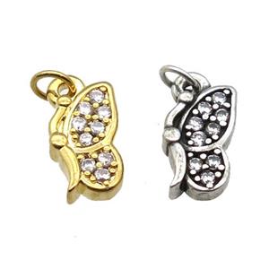 copper butterfly pendant paved zircon, mixed, approx 6-12mm [FN26979]