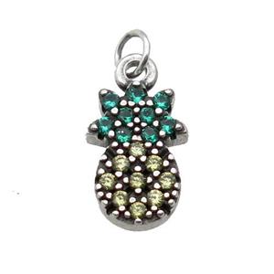 copper pineapple pendant paved zircon, platinum plated, approx 8-11mm [FN26980]