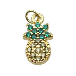 copper pineapple pendant paved zircon, gold plated, approx 8-11mm [FN26981]