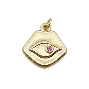 copper Eye charm pendant paved zircon, gold plated, approx 11-13mm [FN26987]