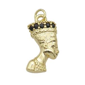 copper Egyptian pendant pave zircon, gold plated, approx 10-15mm [FN26989]