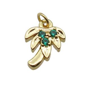 copper pendant paved zircon, coconut, gold plated, approx 9.5-10mm [FN26998]