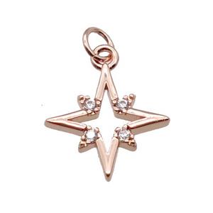copper Star pendant paved zircon, rose gold, approx 12.5mm [FN27002]