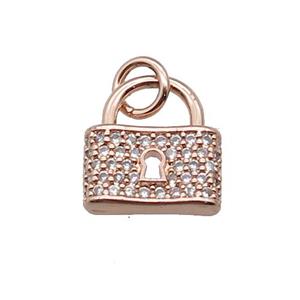 copper Lock pendant paved zircon, rose gold, approx 11-12mm [FN27008]