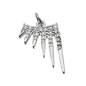 copper starbust pendant paved zircon, platinum plated, approx 11-14mm [FN27010]