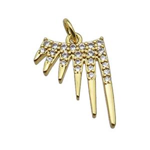 copper starbust pendant paved zircon, gold plated, approx 11-14mm [FN27011]