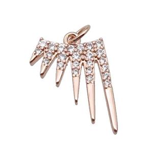 copper starbust pendant paved zircon, rose gold, approx 11-14mm [FN27012]