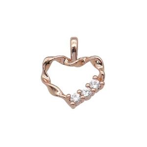 copper Heart pendant paved zircon, rose gold, approx 12mm [FN27020]