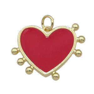 copper Heart pendant with red enamel, gold plated, approx 18-22mm [FN27042]
