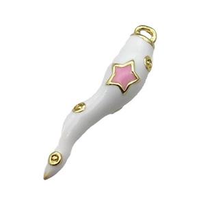 copper Capsicum pendant with white enamel, gold plated, approx 6-24mm [FN27063]