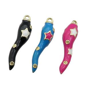 copper Capsicum pendant with enamel, gold plated, mixed, approx 6-24mm [FN27068]