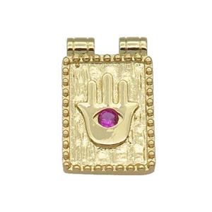 copper rectangle Hand pendant paved zircon, gold plated, approx 13-20mm [FN27100]