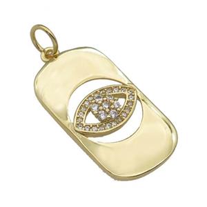 copper rectangle Eye pendant paved zircon, gold plated, approx 14-25mm [FN27116]