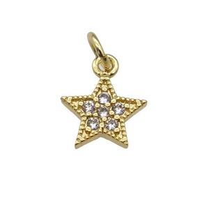 copper star pendant pave zircon, gold plated, approx 8mm [FN27138]