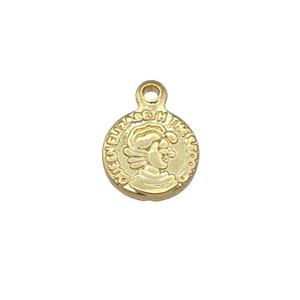 copper coin pendant, gold plated, approx 6mm dia [FN27139]