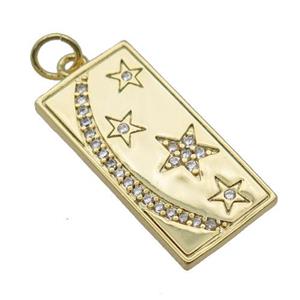 copper Moon star pendant paved zirocn, gold plated, approx 11-21mm [FN27158]