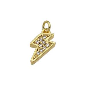 copper Lightning charm pendant paved zircon, gold plated, approx 7-11mm [FN27162]