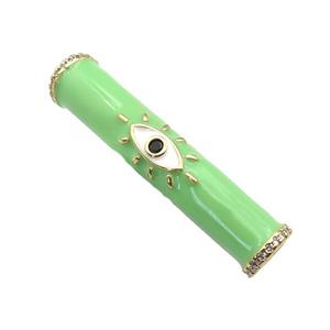 copper curved tube beads with appleGreen enamel, eye, gold plated, approx 8-36mm, 4mm hole [FN27181]
