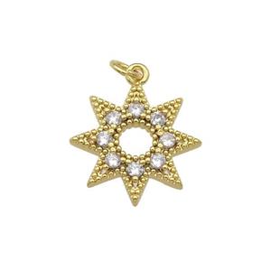 copper star pendant paved zircon, gold plated, approx 15mm [FN27197]