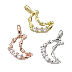 copper Moon pendant paved zircon, mixed, approx 9-11mm [FN27210]