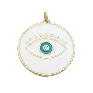 copper coin Eye pendant with withe enamel, gold plated, approx 27mm dia [FN27211]