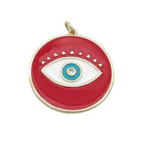 copper coin Eye pendant with red enamel, gold plated, approx 27mm dia [FN27213]