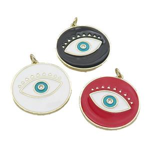 copper coin Eye pendant with enamel, gold plated, mixed, approx 27mm dia [FN27214]